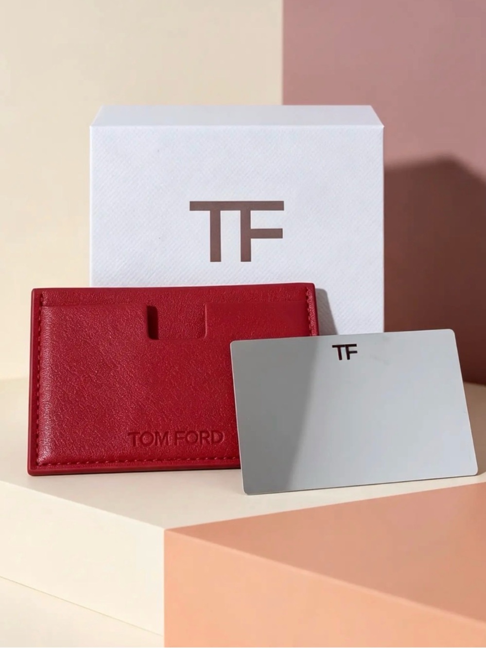 ✨Authentic Tom Ford Red Leather Cardholder with Mirror✨